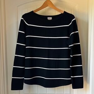 CHICO’S Black and White Striped Sweater